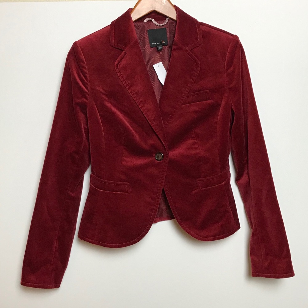 The Limited Red Velvet Blazer, Size 6, NEW